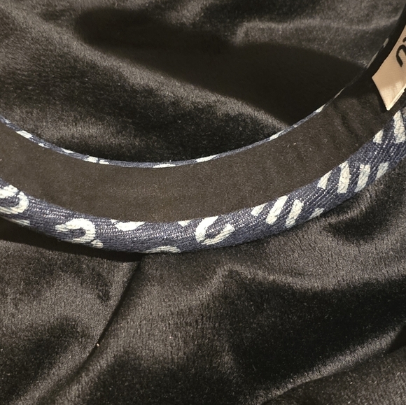 Miu Miu Navy and Silver Logo Headband